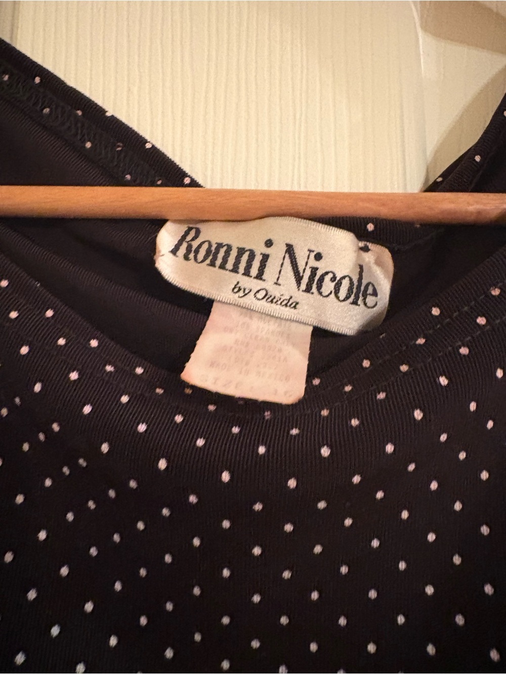 Vintage Ronni Nicole by Ouida Black w white Pokadots Sleeveless Tunic Top Sz 16 - Picture 4 of 6